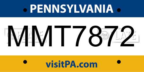 MMT7872 Pennsylvania License Plate