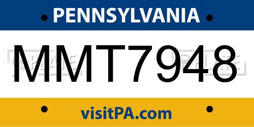MMT7948 Pennsylvania License Plate