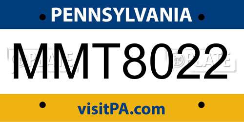 MMT8022 Pennsylvania License Plate