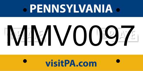 MMV0097 Pennsylvania License Plate