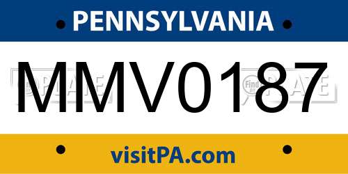 MMV0187 Pennsylvania License Plate