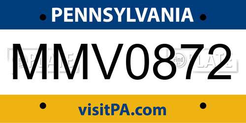 MMV0872 Pennsylvania License Plate