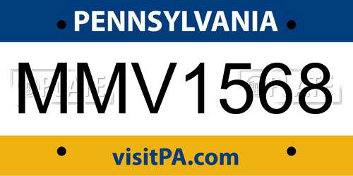 MMV1568 Pennsylvania License Plate