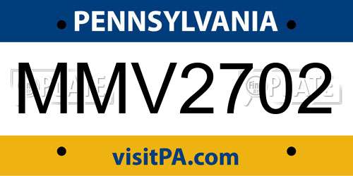 MMV2702 Pennsylvania License Plate
