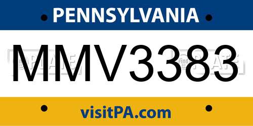 MMV3383 Pennsylvania License Plate