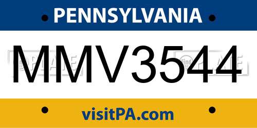 MMV3544 Pennsylvania License Plate