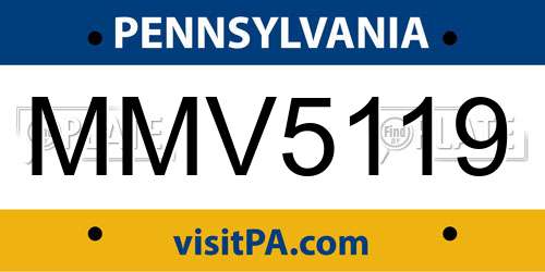 MMV5119 Pennsylvania License Plate