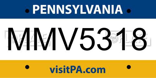MMV5318 Pennsylvania License Plate