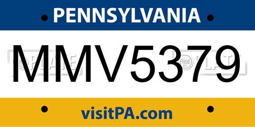 MMV5379 Pennsylvania License Plate