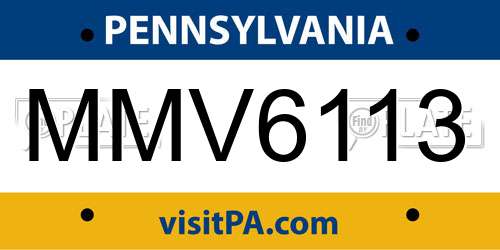 MMV6113 Pennsylvania License Plate