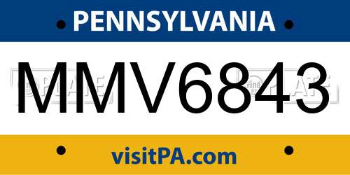 MMV6843 Pennsylvania License Plate