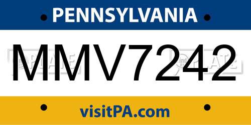 MMV7242 Pennsylvania License Plate