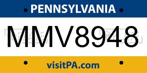 MMV8948 Pennsylvania License Plate