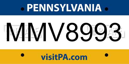 MMV8993 Pennsylvania License Plate
