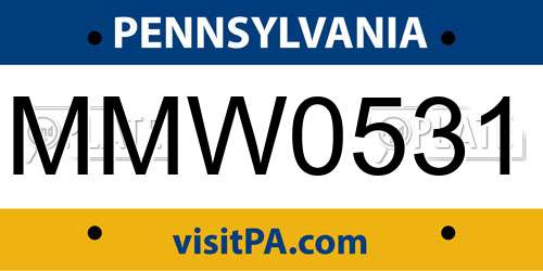 MMW0531 Pennsylvania License Plate