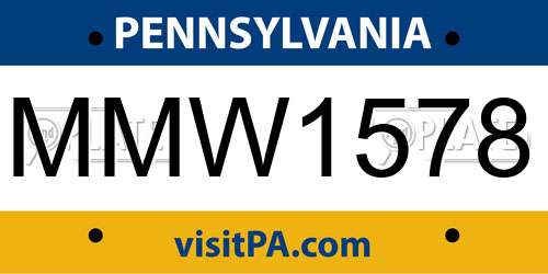 MMW1578 Pennsylvania License Plate