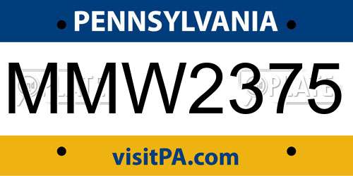 MMW2375 Pennsylvania License Plate