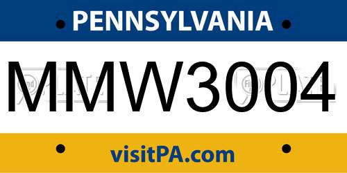 MMW3004 Pennsylvania License Plate