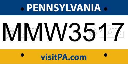 MMW3517 Pennsylvania License Plate