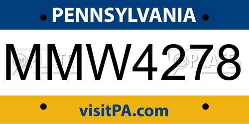 MMW4278 Pennsylvania License Plate