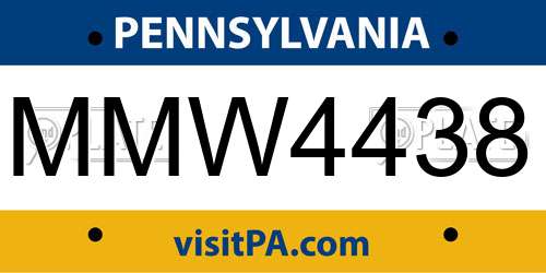 MMW4438 Pennsylvania License Plate