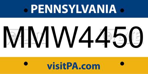 MMW4450 Pennsylvania License Plate
