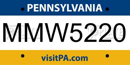 MMW5220 Pennsylvania License Plate