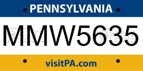 MMW5635 Pennsylvania License Plate