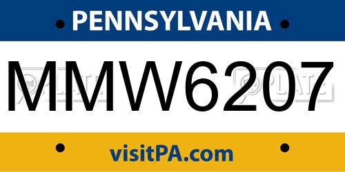 MMW6207 Pennsylvania License Plate