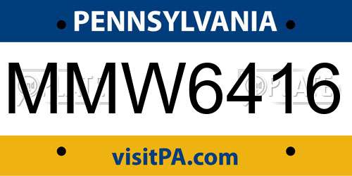 MMW6416 Pennsylvania License Plate