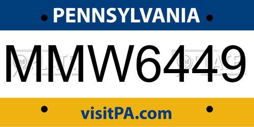 MMW6449 Pennsylvania License Plate