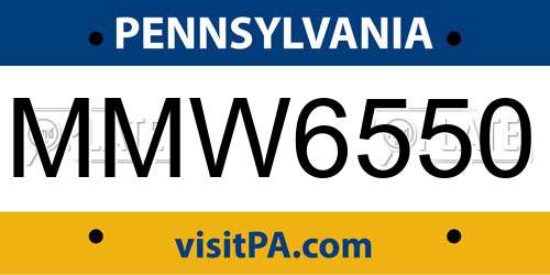 MMW6550 Pennsylvania License Plate