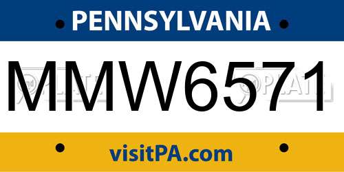MMW6571 Pennsylvania License Plate