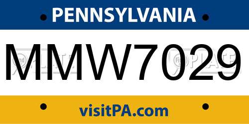 MMW7029 Pennsylvania License Plate