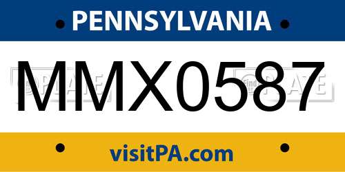 MMX0587 Pennsylvania License Plate