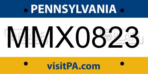 MMX0823 Pennsylvania License Plate