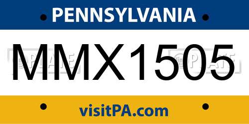 MMX1505 Pennsylvania License Plate