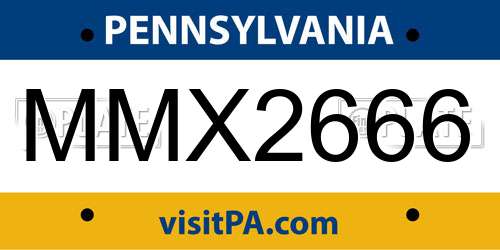 MMX2666 Pennsylvania License Plate