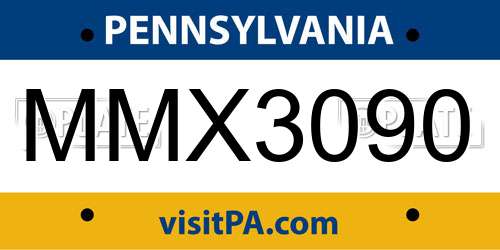 MMX3090 Pennsylvania License Plate
