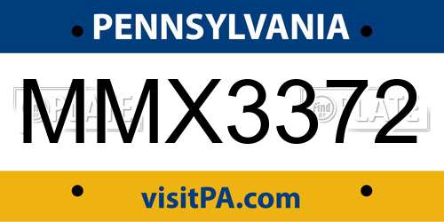 MMX3372 Pennsylvania License Plate