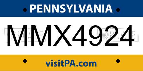MMX4924 Pennsylvania License Plate