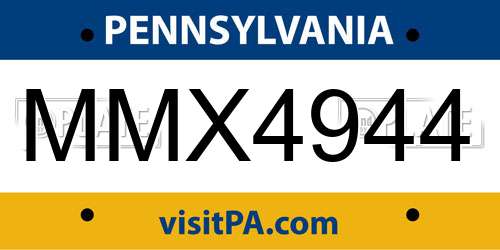 MMX4944 Pennsylvania License Plate