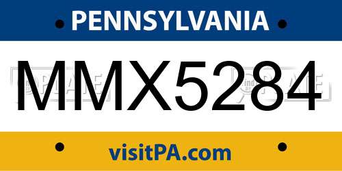 MMX5284 Pennsylvania License Plate