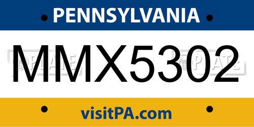 MMX5302 Pennsylvania License Plate