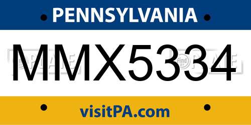 MMX5334 Pennsylvania License Plate