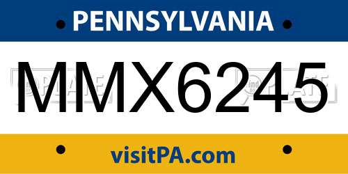 MMX6245 Pennsylvania License Plate