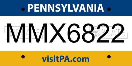 MMX6822 Pennsylvania License Plate