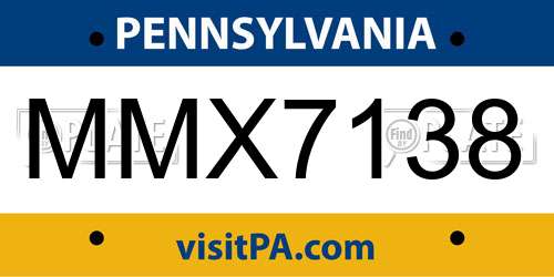 MMX7138 Pennsylvania License Plate