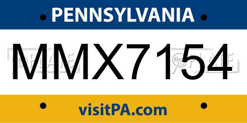 MMX7154 Pennsylvania License Plate
