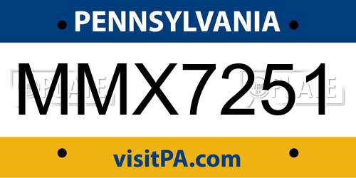 MMX7251 Pennsylvania License Plate